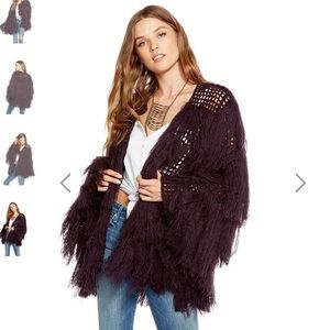Chaser Brand black fringe cardigan